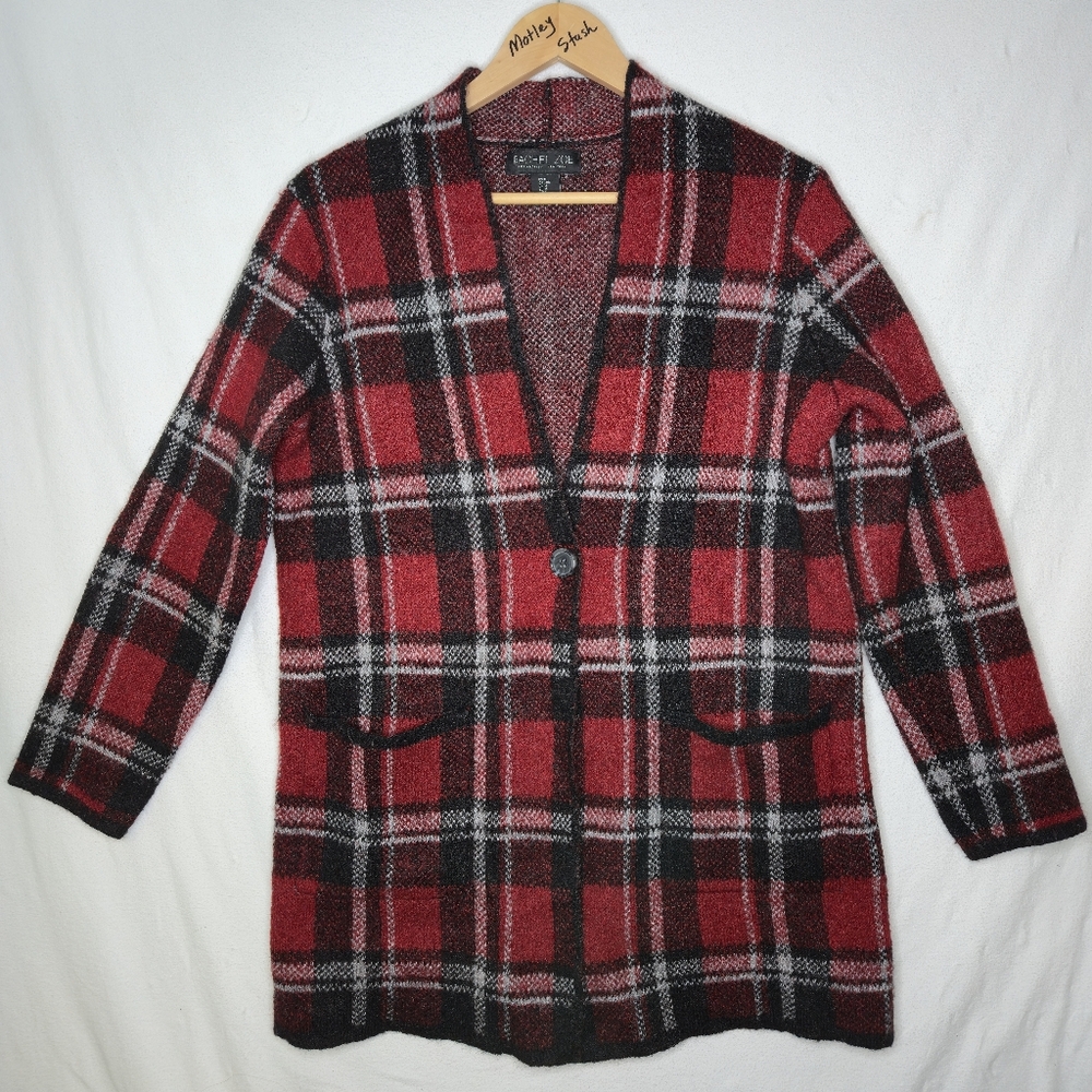Rachel Zoe Ladies Plaid Cardigan One Button Front Size Medium